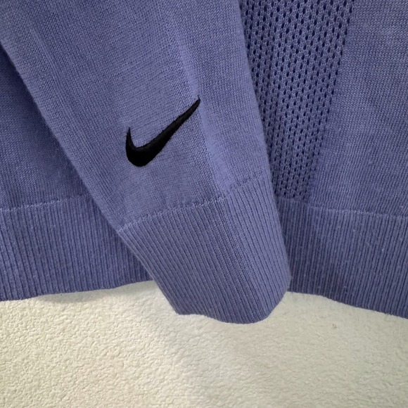 Tiger Woods Nike Golf Crewneck Men M Purple Standard Fit Vented Wool Blend - Picture 4 of 6